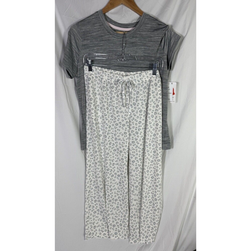 Hanes Women's Sleepwear Original 2PC Set Color Gray Leo Size Small